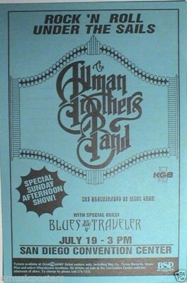 オールマンブラザーズ/ブルーストラベラー 1993 ビンテージポスター ALLMAN BOTHERS / BLUES TRAVELER 1993 SAN DIEGO CONCERT TOUR