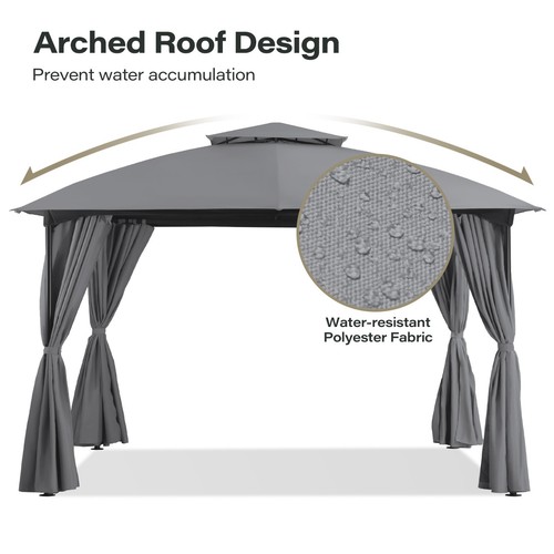 LAUSAINT HOME 10'x10' Outdoor Gazebo, Unique Arc Roof Design and Privacy Curtain - Picture 16 of 21