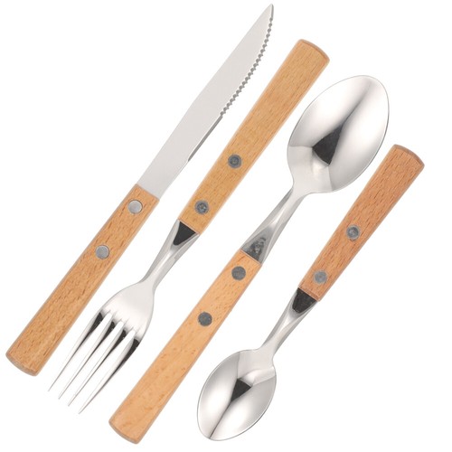 Set Posate e Cucchiaio Acciaio Inox Utensili da Viaggio con Borsa Campeggio Mangiare - Foto 5 di 12