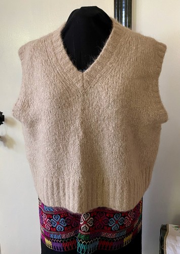 Cropped Beige Sweater Vest Banana Republic Alpaca Blent Large - Picture 1 of 4
