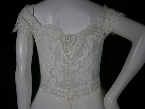 Rosa Clara Segovia Wedding Dress 12 Off Shoulder Lace Tulle Ball Gown Huge Train - Picture 22 of 24