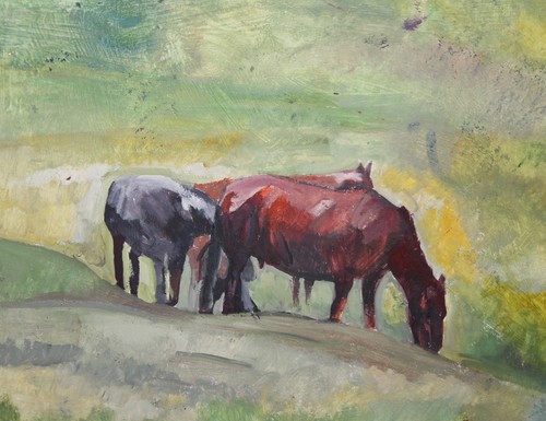 Vintage Impressionist oil painting horses signed - Picture 6 of 12