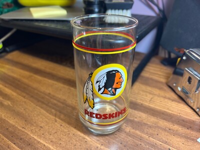 Vintage 1980s ~ WASHINGTON REDSKINS Football Glass ~ NFL / Mobil ~ 5 3/ ...