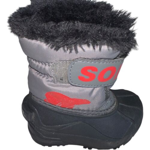 Sorel Toddler Snow Commander Insulated Winter Boot Size 5 Black Grey - Picture 3 of 19
