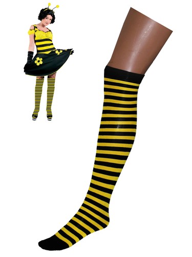 Striped Honey Bee Overknee Costume Halloween Bumble Bee Stockings, For Women,... - 第 1/1 張圖片