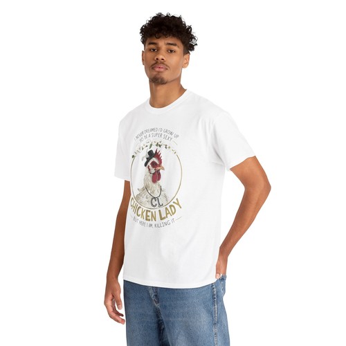 Crazy Chicken Lady Funny T-shirt - Novelty Humorous Sarcastic Farmer Graphic Tee - Picture 19 of 48