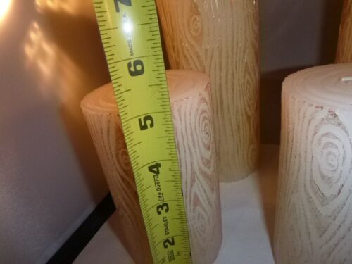 Neu 6 Partylite Stumpenkerzen Holzmaserung Scheitholzmuster ohne Karton - Bild 7 von 8