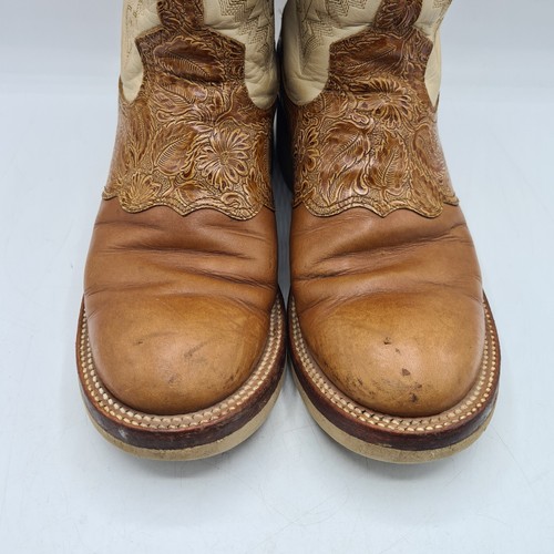 Legacy West Size 8 Ivory Tan Cowboy Boots Western Boot Tooled - Picture 5 of 14