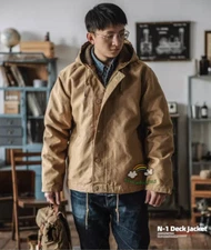 Men's Wihnter Warm N-1 Hooded Deck Jacket Lamb Cashmere Jacket Cusual Coat