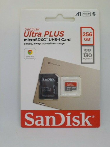 New SanDisk Ultra Plus 256GB UHS-I Card A-1 FULL HD VIDEO - Picture 1 of 2