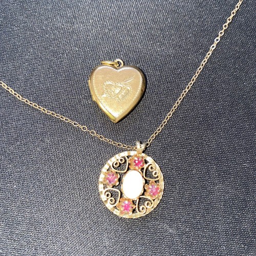 1/20 12K Gold Filled Necklace Licket Pendent Opal Amethyst Etched - Picture 19 of 19