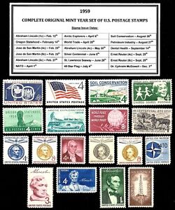 1959-COMPLETE-YEAR-SET-OF-MINT-NH-MNH-VINTAGE-U-S-POSTAGE-STAMPS