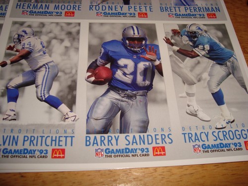 imperforate DETROIT LIONS 1993 FLEER GAMEDAY 18 card set BARRY SANDERS mint FB - Picture 4 of 7