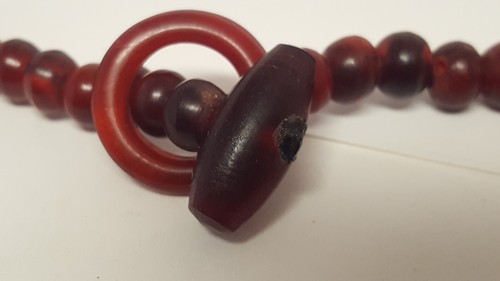 Collar grueso con cuentas acanaladas talladas en cuerno rojo broche de palanca búfalo de agua de colección 24" - Imagen 16 de 20