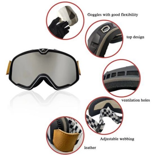 GAFAS RETRO MOTO NEGRO PANTALLA PLATA - Bild 3 von 5