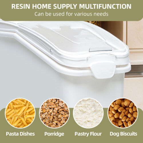 Large Dry Food Ingredient Cereal Rice Grains Container Storage Box Swivel Wheels - Picture 4 of 12