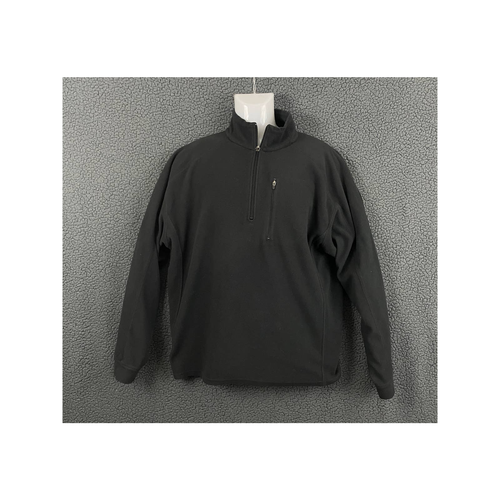 LL Bean Black Fleece Pullover Sweater LARGE Mens Casual 1/4 Zip Long Sleeve - Picture 6 of 6