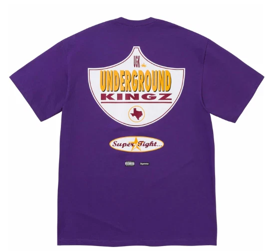 Tee shirt violet super serré Supreme UGK SS24 neuf dans la main taille grande boîte logo proxénète C