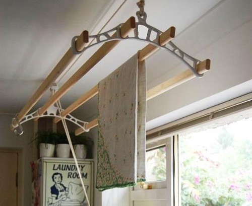 Kit de polea secadora aireador de ropa de cocina tradicional solo 4 listones blanco roto  - Imagen 4 de 11