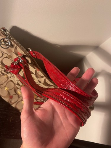 Coach Poppy Secret Admirer Tote 16289M Handbag Leather Canvas Gold Red Polkadot - Picture 7 of 11