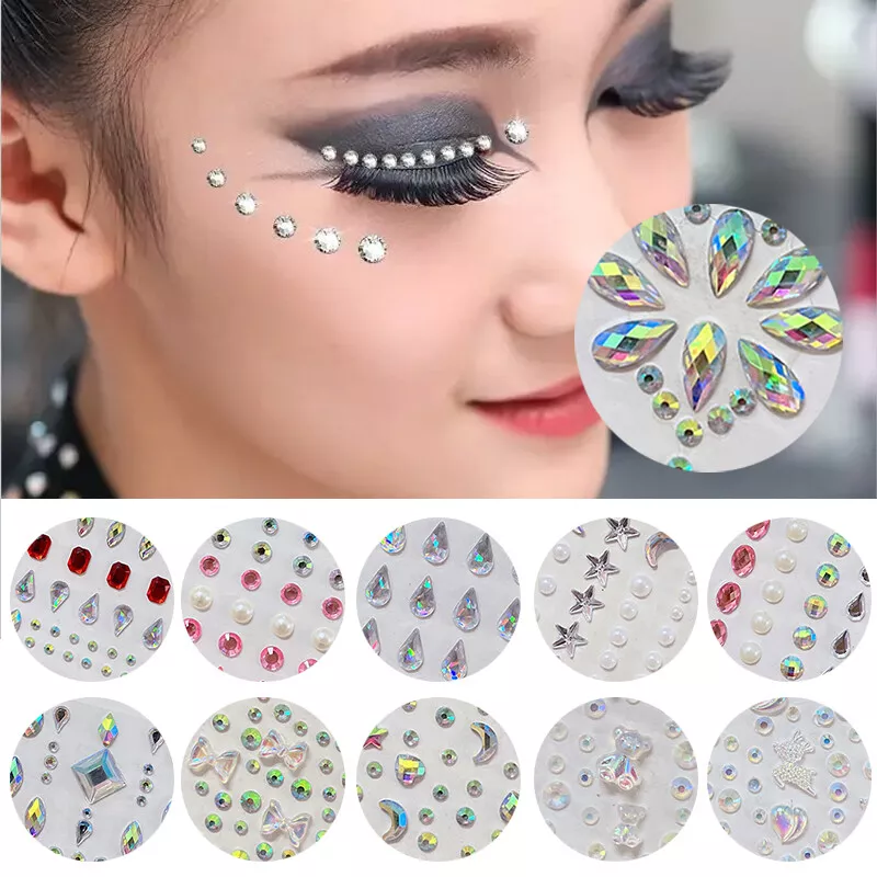 Colourful Kids Makeup Face Stickers Crystal Diamonds Gemstones Girls Women  Holiday Glitter Party Self Adhesive Eye