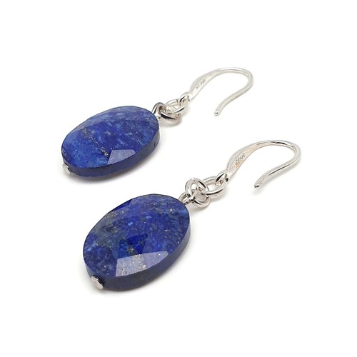 Earrings Oval Gemstone Natural Crystal Dangle Drop Chakra Sterling Silver Hooks - Picture 49 of 100