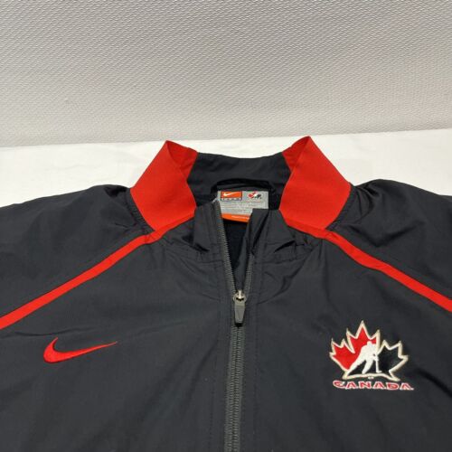 Nike Team Canada Hockey Full Zip Jacket Mens Large Red Black Clima-Fit Pockets - Picture 2 of 9