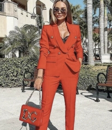 RARE ZARA ORANGE TAILORED DOUBE BREASTED GOLD BUTTONS JACKET BLAZER SMALL S NEW - Picture 8 of 13