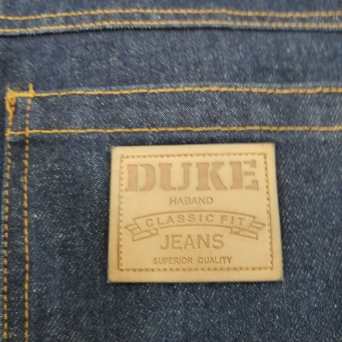 DUKE Men's High Rise Cotton Denim Jeans Tapered Legs Blue Size 42x30 - Picture 2 of 8