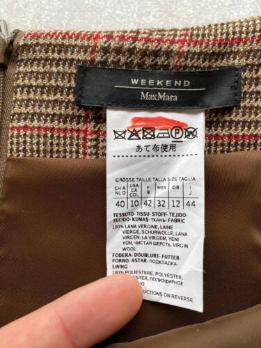 Rare Weekend Max Mara 100 % Wool Plaid Pleated Mini Skirt Size 10 - Picture 6 of 11
