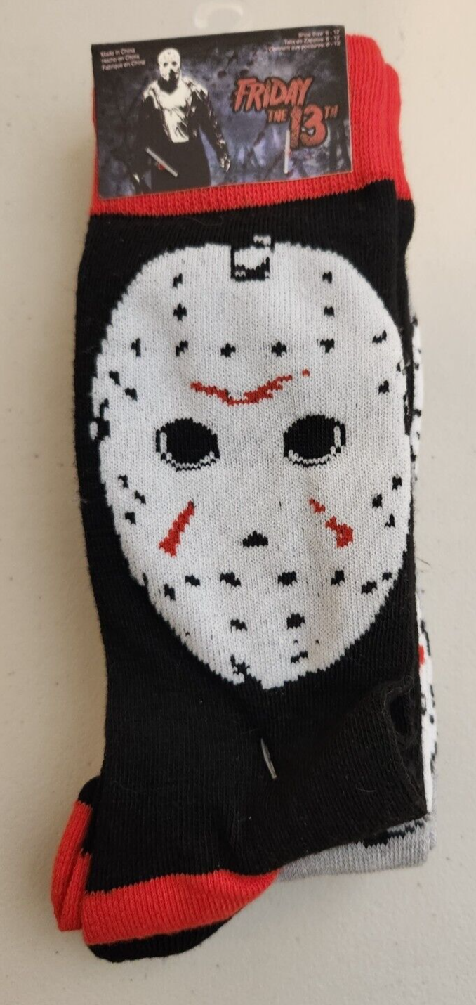 Friday the 13th NEW shoe size 6-12 2 pairs Jason Socks horror movies