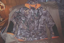 Mens Large Camo Jacket Reversible Orange Hunting Coat Insulated Realtree Xtra