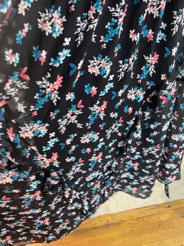 Lane Bryant New Black Floral Print Long Dress Shirt Sleve Sheer Lined Layers - Picture 16 of 23