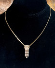 Pretty 15" Choker Gt Chain with Attached Rhinestone Pendant Necklace