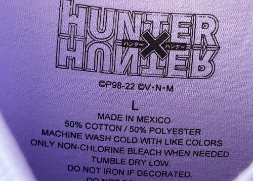 HUNTER X HUNTER TEE SHIRT, ADULT L, 50/50 COTTON POLY, LAVENDER, NWOT - Picture 4 of 4