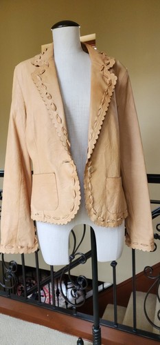 Andrew Marc XL Women Leather Jacket Coat Tan Beige l suede Neiman Nordstrom - Picture 5 of 14