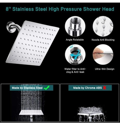 10" High Pressure Rainfall Shower Head /Handheld Shower Combo 9 Settings Chrome - Picture 3 of 8