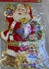 ONE Large 3D Glitter Christmas Wall Decorations Card Plaques Santa Sleigh 53cm