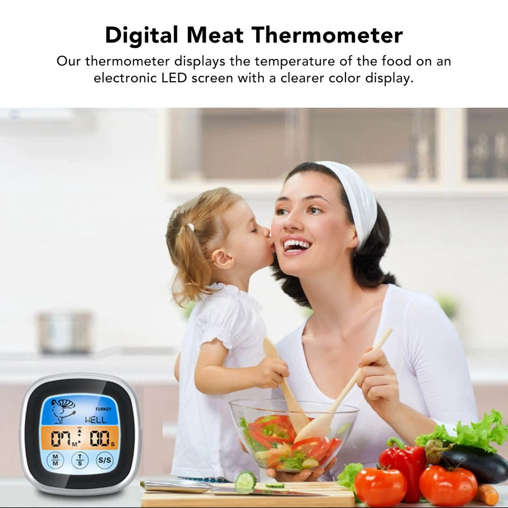 Digital Meat Thermometer LED Display Accurate Reading Meat Temperature Gauge