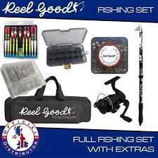 Telescopic Fiberglass Fishing Set Rod and Spinning Reel Baits Hooks Kit 2.1-3m