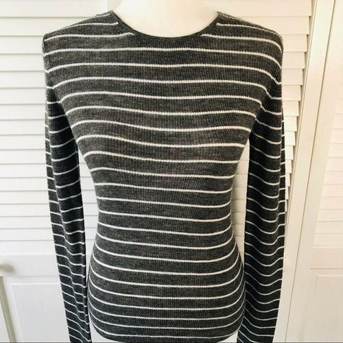 Vince grau weiß gerippter Wollpullover Größe S NEU 235,00 $ - Bild 6 von 12