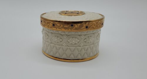 Lenox China Treasures Collection Round Trinket Or Jewelry Box Off White And Gold - Picture 3 of 12