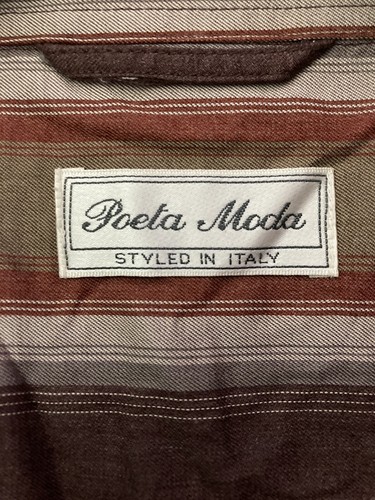 POETA MODA Men's Shirt size XL Button Front Long Sleeve Silk Blend Italy - Picture 4 of 9