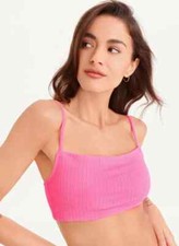Dkny Women's Neon Pink Adjustable Strap Straight Neck Bikini Swim Top Size M