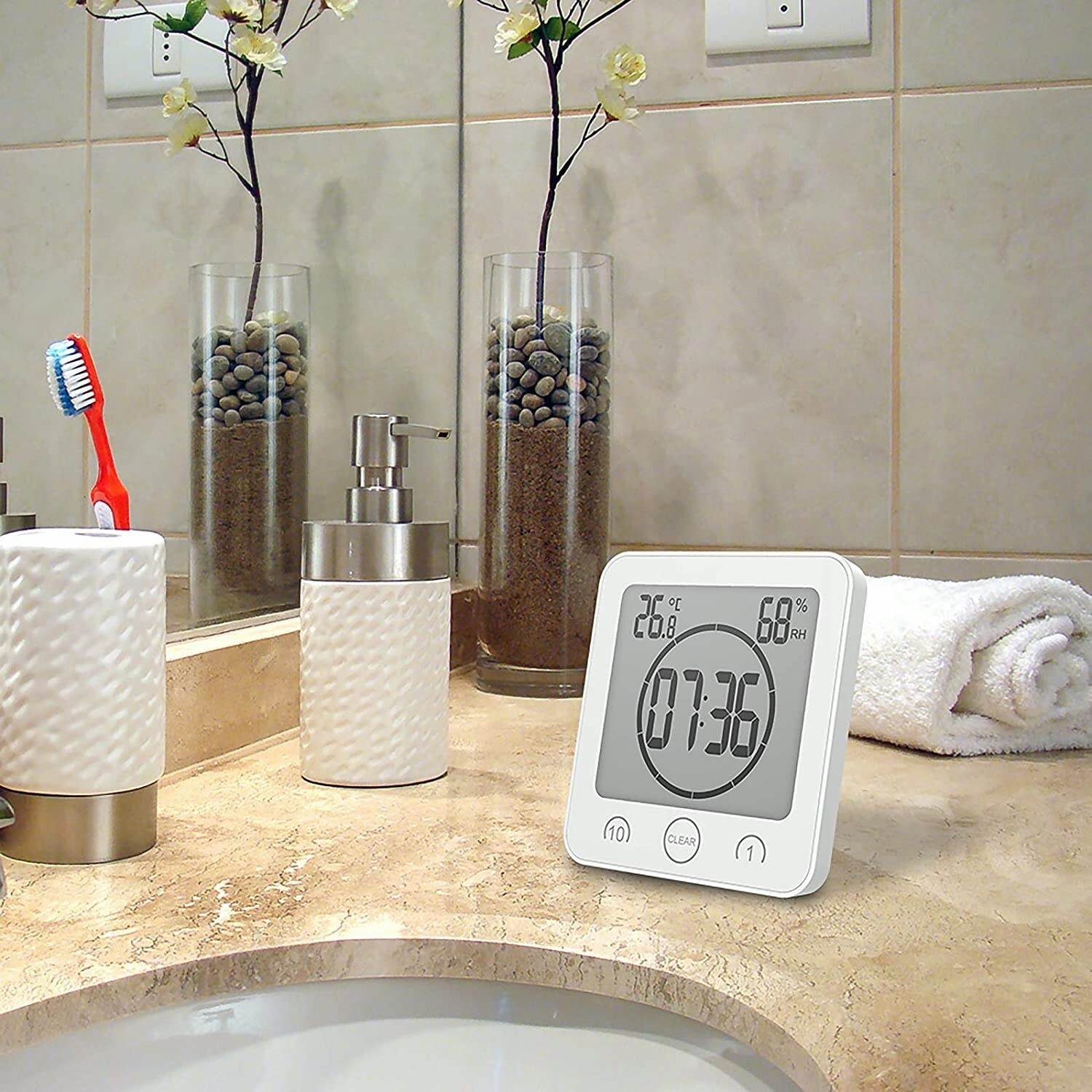Waterproof Digital Bathroom Shower Clock Timer Alarm Temperature Meter Humidity - Picture 16 of 22