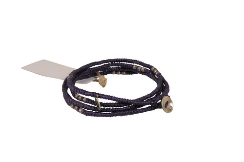 M Cohen Beaded Cord Convertible Wrap Bracelet Purple .925 Silver Necklace - Picture 5 of 6