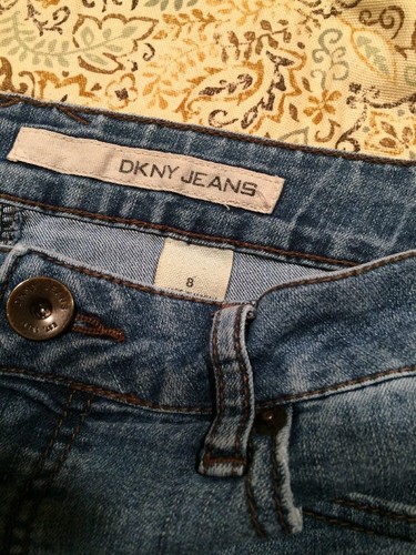 DKNY Jeans Donna Designer Blu 8 Cropped Capris Denim Pantaloni Carini Pantaloncini Ragazze - Foto 4 di 7