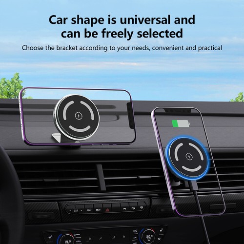 2 in 1 Magsafe Car Mount Magnetic Phone Holder Charger 360° For iPhone 16 15 14 - Picture 8 of 14