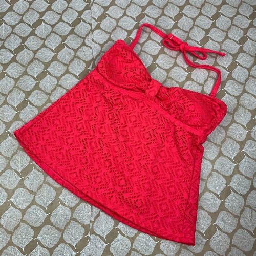 Catalina Size S Tankini Swim Top Halter Coral Flam