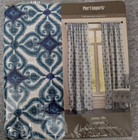 Pier 1 Imports Azure Tile Curtains 46" x 84" Indigo Blue Bohemian